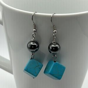 Hematite and Turquoise Earring